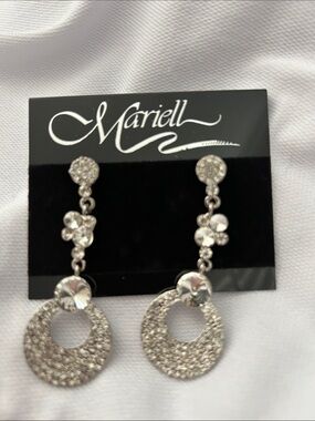 Silver Crystal Drop Earrings - Sparkling Silver Tone